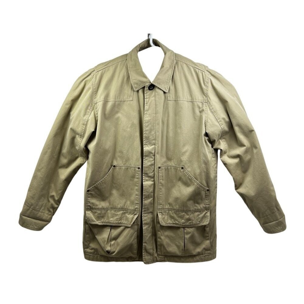 Eddie Bauer Utility Field Jacket Mens XL Tall Tan Chore Coat Removable Liner